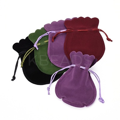 Velvet Bags Drawstring Jewelry Pouches TP-O002-B-M-1