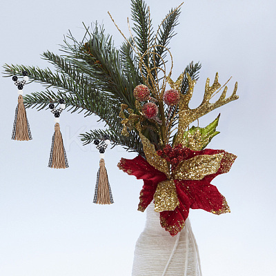 Christmas Theme Wood Beaded Napkin Ring AJEW-AB00032-1