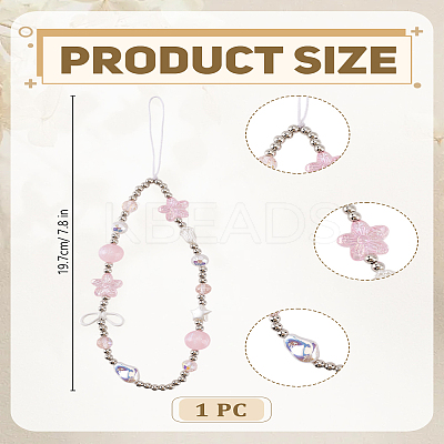 1Pc Alloy & PVC Flower Mobile Straps AJEW-LP0005-14-1