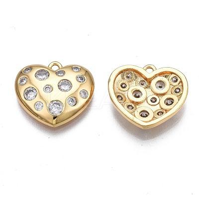 Brass Micro Pave Clear Cubic Zirconia Charms KK-N232-260-1