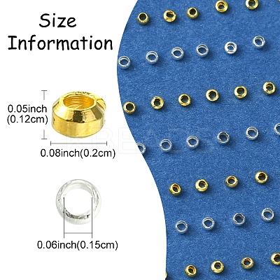 1200Pcs 2 Colors Brass Crimp Beads KK-FS0001-38-1