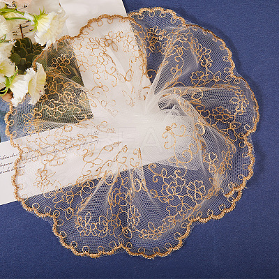 10 Yards Polyester Flower Embroidery  Lace Ribbon OCOR-GF0004-86-1