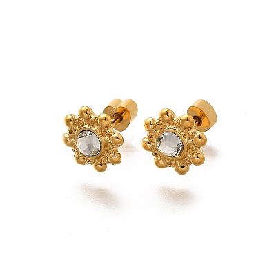 Ion Plating(IP) 304 Stainless Steel Sun Stud Earrings EJEW-A118-10G-02-1