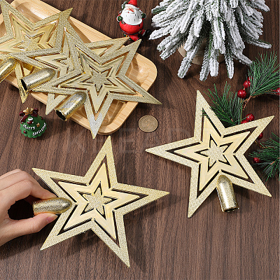 Star Plastic Christmas Tree Topper Ornaments AJEW-WH20004-17A-1