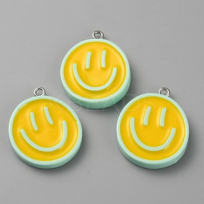 Opaque Resin Enamel Pendants LS-RESI-WH0036-20F-1
