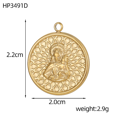 304 Stainless Steel Pendants STAS-OY010-34G-1