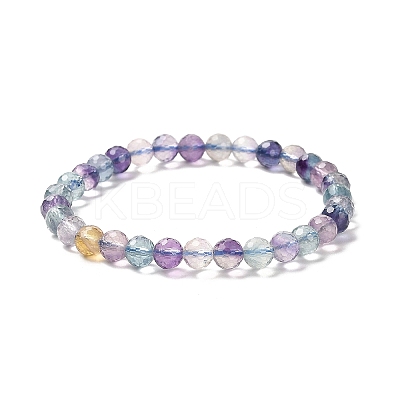 Natural Fluorite Beaded Stretch Bracelets BJEW-K233-01A-02-01-1