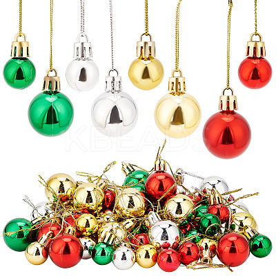 80Pcs 8 Style Christmas Ball Plastic Hanging Ornament AJEW-GA0006-02-1