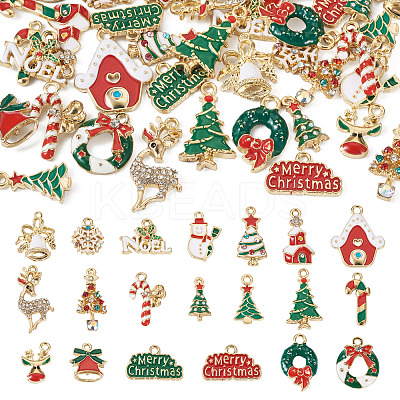 40Pcs 20 Style Christmas Rack Plating Alloy Enamel Pendants ENAM-TA0001-54-1