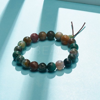 Natural Indian Agate Round Beads Stretch Bracelet BJEW-JB07235-03-1