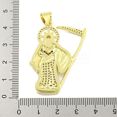 Rack Plating Brass Micro Pave Clear Cubic Zirconia Pendants KK-B091-30G-06-1