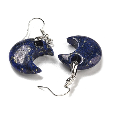 Rack Plating Moon Brass Dangle Earrings for Women EJEW-B064-02P-09-1