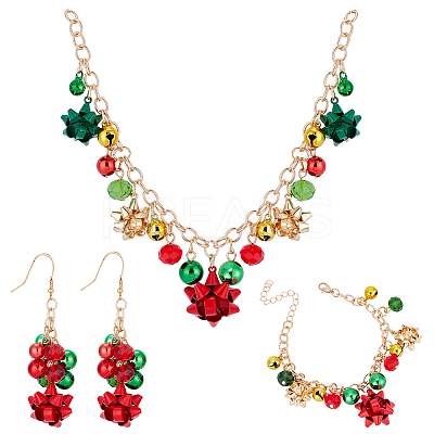 Christmas Star & Bell Alloy Pendant Necklaces & Charm Bracelets & Dangle Earrings SJEW-AN0001-15-1