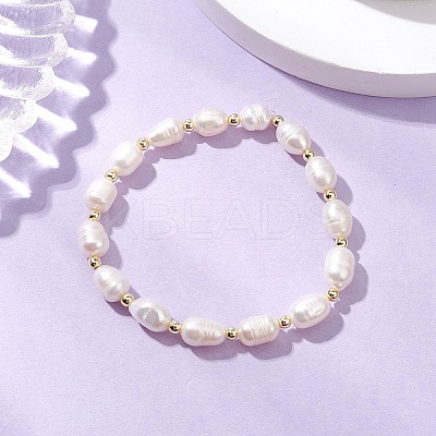 Natural Cultured Freshwater Pearl Beads Stretch Bracelets for Women BJEW-JB11593-1