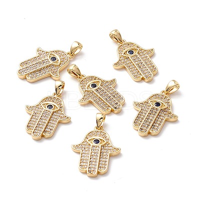 Brass Micro Pave Clear Cubic Zirconia Pendants ZIRC-Z019-25G-NR-1