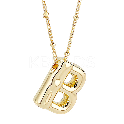 1pc Brass Chain with Alloy Letter Pendants Necklaces NJEW-LP0001-41B-G-1