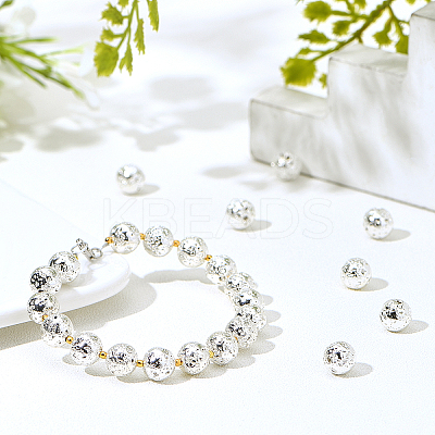 Electroplated Natural Lava Rock Beads Strands G-NB0001-94C-1