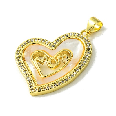 Mother's Day Brass Micro Pave Clear Cubic Zirconia Pendants KK-H472-13G-01-1