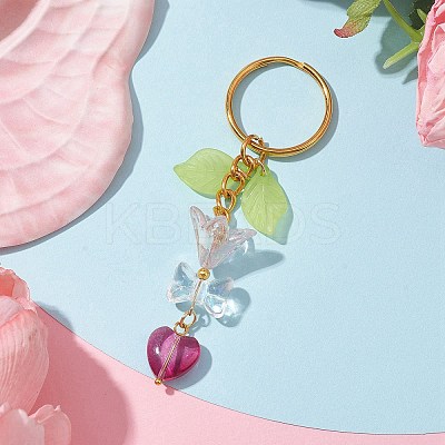 Bowknot & Heart Glass Pendant Decorations KEYC-JKC00691-05-1