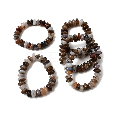 Natural Agate Beads Stretch Bracelets for Women Men G-P614-07-1