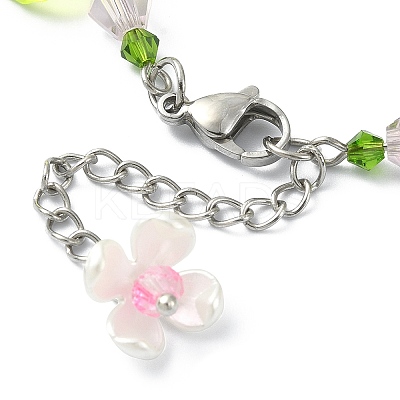 Glass & Resin & Acrylic Flower Charm Bracelet BJEW-JB09435-03-1