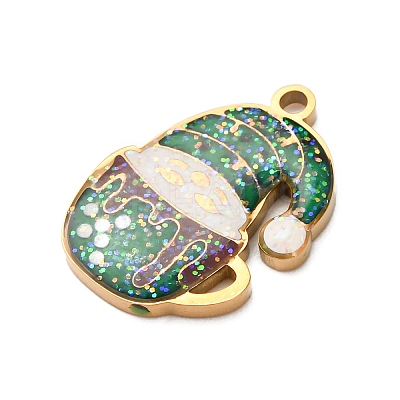 Christmas 304 Stainless Steel Enamel Pendants STAS-B112-02G-08-1