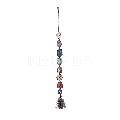 7 Chakra Nuggets Natural Gemstone Pocket Pendant Decorations HJEW-JM01049-03-1