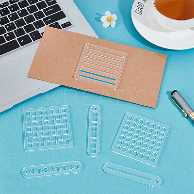 6Pcs 6 Styles Acrylic Drawing Template AJEW-BC0009-04-1