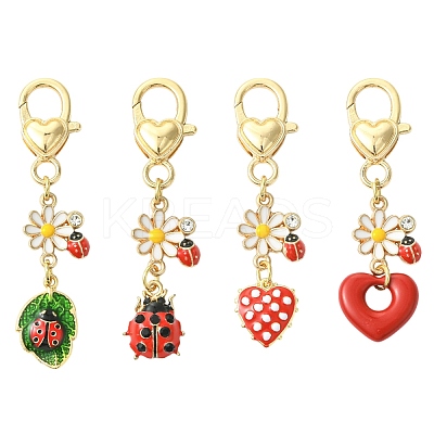 4Pcs 4 Styles Alloy Enamel Keychains KEYC-CJ00011-1