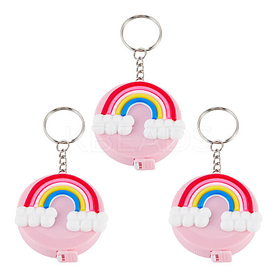 3Pcs Plastic Mini Tape Measure Pendant Keychain KEYC-TADJ0001-04-1