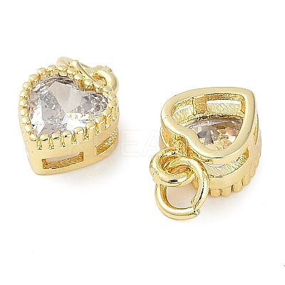 Real 18K Gold Plated Brass Inlaid Cubic Zirconia Charms ZIRC-L100-074G-04-1