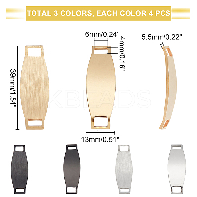 12Pcs 3 Colors 201 Stainless Steel Links Connectors STAS-DC0006-03-1