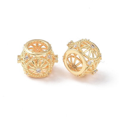 Brass Micro Pave Cubic Zirconia European Beads KK-I702-37G-1