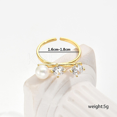 Simple Style Brass Pave Cubic Zirconia Open Rings IO7806-1