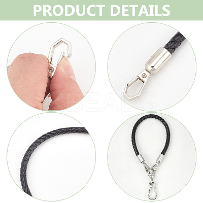 2Pcs 2 Colors Braided Imitation Leather Mobile Straps FIND-WR0010-34-1