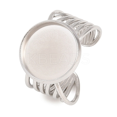 304 Stainless Steel Open Cuff Ring Components STAS-F366-06D-P-1