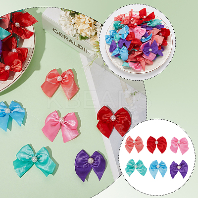 72Pcs 6 Colors Bowknot Polyester Ornament Accessories DIY-SP0003-60A-1