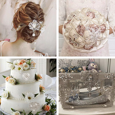 10Pcs 10 Styles Flower & Heart & Teardrop Crystal Rhinestone Brooches Set JEWB-BY0001-04-1