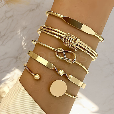 5Pcs Alloy Bangles for Women FS-WG33CDB-05-1