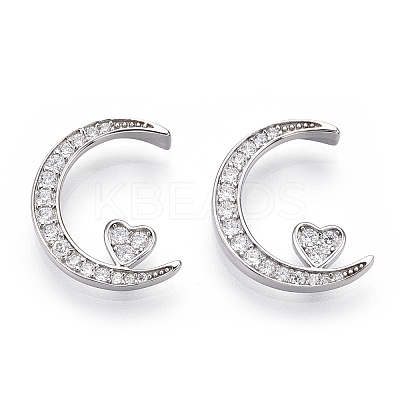 Rhodium Plated 925 Sterling Silver Micro Pave Cubic Zirconia Pendants STER-T004-35P-1