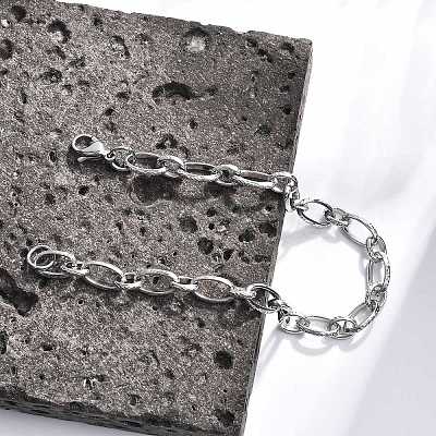 Tarnish Resistant Fashionable 304 Stainless Steel Engraved Vine Mother-son Chain Bracelets STAS-A028-B101P-1