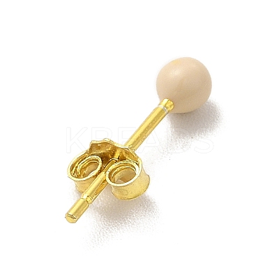 Enamel Round Ball Stud Earrings LS-EJEW-C020-01G-03-1