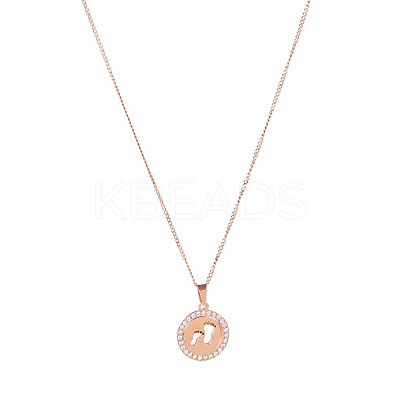 Round with Rhinestone and Footprint Pendant Necklaces RV0374-2-1