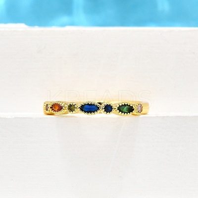 Adjustable Brass Micro Pave Cubic Zirconia Finger Rings for Women RJEW-H247-15G-1