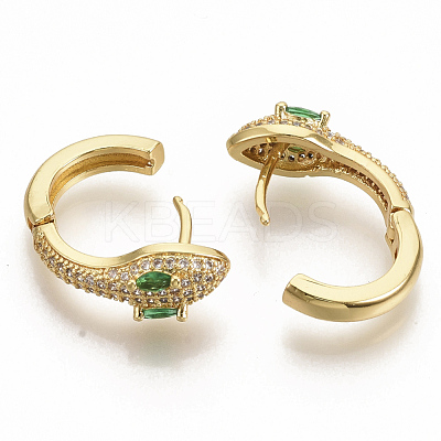 Brass Micro Pave Cubic Zirconia Huggie Hoop Earrings EJEW-S208-057B-1