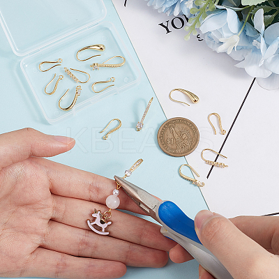 14Pcs 7 Style Brass Micro Pave Cubic Zirconia Earring Hooks Set ZIRC-BC0001-26-1