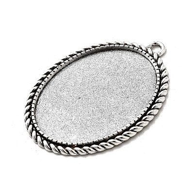 Tibetan Style Alloy Pendant Cabochon Settings TIBEP-N003-17AS-1