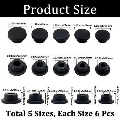 30Pcs 5 Styles Silicone Hole Plugs AJEW-GF0011-63A-1