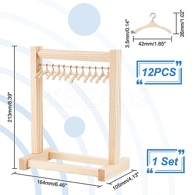 AHADEMAKER 1 Set Wood Doll Garment Rack Sets DJEW-GA0001-37-1