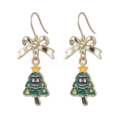 4 Pairs 4 Styles Christmas Theme Alloy Enamel Dangle Earrings EJEW-JE06562-1